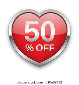 50% off silver badge, vector