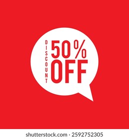 50% Off - Speech Bubble, Banner, Paper, Label Template. Vector Stock Illustration