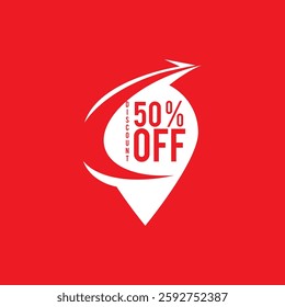 50% Off - Speech Bubble, Banner, Paper, Label Template. Vector Stock Illustration