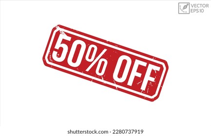 50% Off stamp red rubber stamp on white background. 50% Off stamp sign. 50% Off stamp.