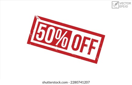 50% Off stamp red rubber stamp on white background. 50% Off stamp sign. 50% Off stamp.