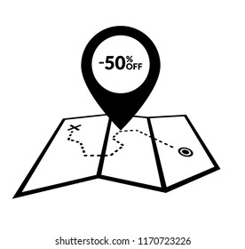 50% OFF sticker, label and map pointer