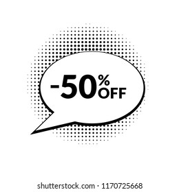 50% OFF sticker, label and speech bubble