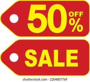 50% off sticker for your sales and promotions pages. Sales etiquette your customers can enjoy and your website. label red and yellow label