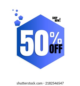 50% de descuento, diseño de súper descuento en línea, tienda ahora, ilustración vectorial, venta de iconos