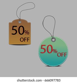 50% OFF tag icon, vector illustration. Flat design style