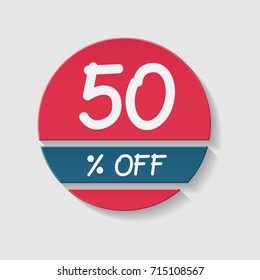 50% off vector badge.
