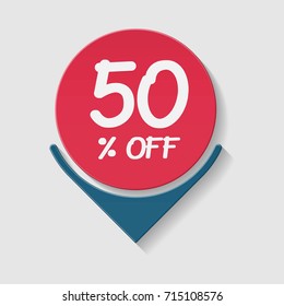 50% off vector badge.