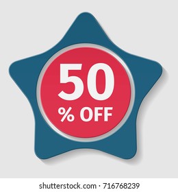 50% off vector badge.
