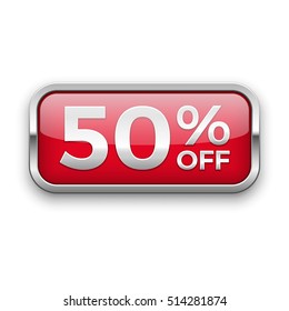 50% off vector badge, silver