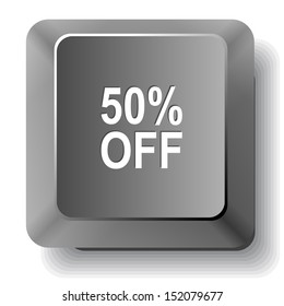 50% OFF. Vector computer key.