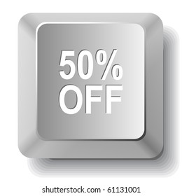 50% OFF. Vector computer key.