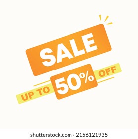 50% de descuento. Ilustración vectorial con oferta de ventas. Anuncio de descuento de precio. Campaña para tiendas, tiendas. Para los medios sociales, afiche.