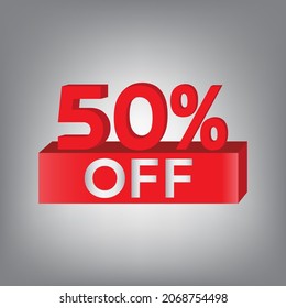50% off vector tag design. 3D look.use red and white colors.vector.use the adobe illustrator