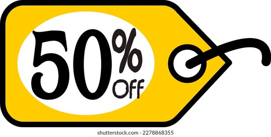 50% off, vectorial drawing of a discount tag