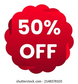 50% de descuento. Fondo blanco con 50% de descuento en un globo rojo para grandes ventas. 50% de venta