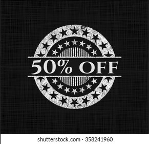 50% Off written with chalkboard texture