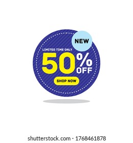 50% offer discount tag sticker circle round vector eps