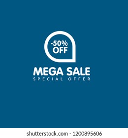 -50% OFF.mega sale, special offer. sale banner.designed for shops and promotions. modern concept