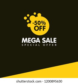 -50% OFF.mega sale, special offer. sale banner.designed for shops and promotions. modern concept