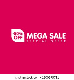 -50% OFF.mega sale, special offer. sale banner.designed for shops and promotions. modern concept
