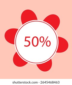 50 % auf rotem Hintergrund,