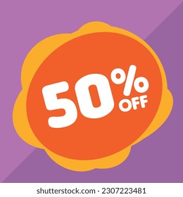 50% per center, percentage number in a colored circle, promotion, big sale, colorful background