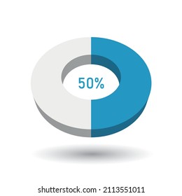 50 percent 3D vector pie chart