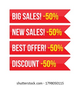 50 percent big sales,new sales, best offer,discount red ribbon sign vector eps