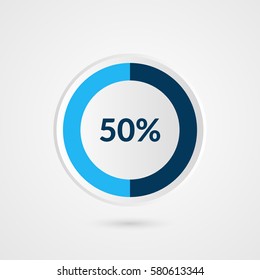 50 percent blue grey and white pie chart. Percentage vector infographics. Circle diagram business illustration