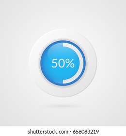 50 percent blue pie chart. Percentage vector infographics. Circle diagram isolated symbol. Business illustration icon for marketing presentation, project, data report, information, plan, web design