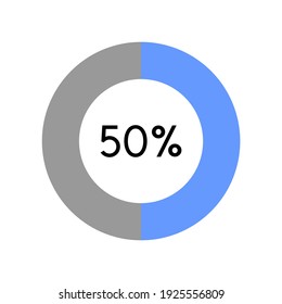 50 Percent, Circle Percentage Diagram On White Background Vector Illustration.