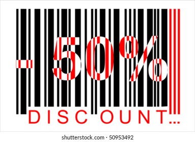 -50 percent discount, bar code,  Isolated over background and groups, vector ILLUSTRATION