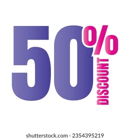 50 percent discount deal icon, 50% special offer discount vector, 50 percent sale price reduction offer, Friday shopping sale discount percentage design