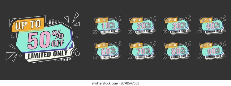 50 por ciento descuento icono plano vector aislado con descuento sólido, iconos de línea