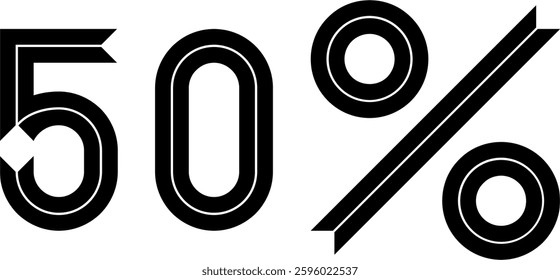 50 Percent Discount Offer Number Typography Style A0542