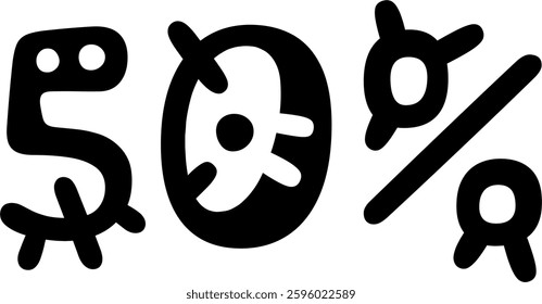 50 Percent Discount Offer Number Typography Style A0504