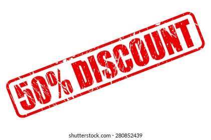 50 percent discount red stamp text on white