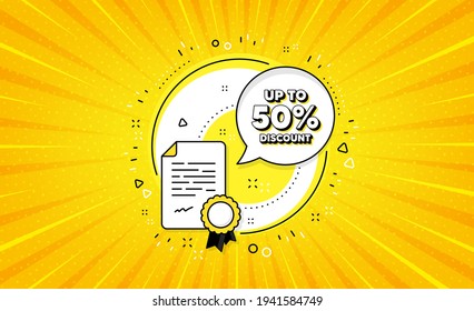 Up to 50 percent Discount. Sale offer price sign. Vector