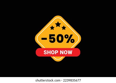 50 percent discount sale promotion with shop now button.