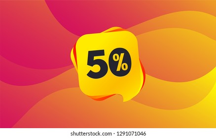 50 percent discount sign icon. Sale symbol. Special offer label. Wave background. Abstract shopping banner. Template for design. Vector