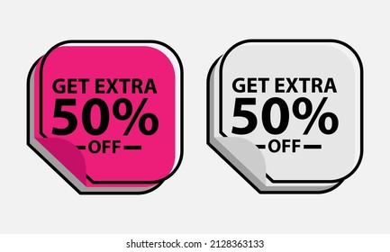 Up to 50 percent Discount. Square sticker with offer message. Sale offer price sign. Special offer symbol. Save 50 percentages. Sticker mockup banner. Discount tag badge shape. Vector design shopping