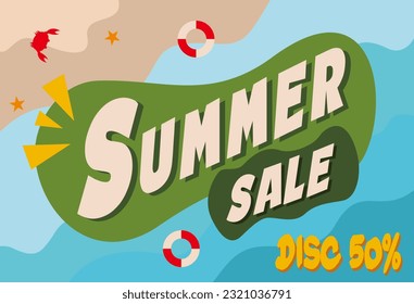 50 percent discount summer sale vector design for promotion retail