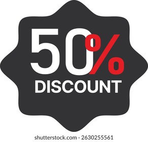 50 percent discount tag vector