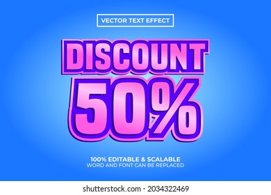 50 percent discount text effect template editable and scalable