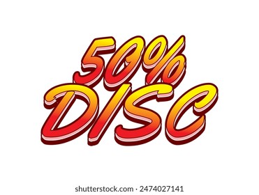 50 percent discount. Text effect design in 3D style with good colors
