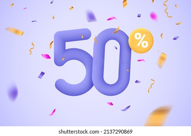 50 percent discount vector illustration 3d mega loyalty. 50 percent bonus marketing discount