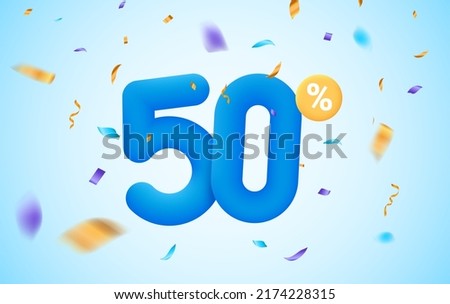 50 percent discount vector illustration 3d mega loyalty. 50 percent bonus marketing discount
