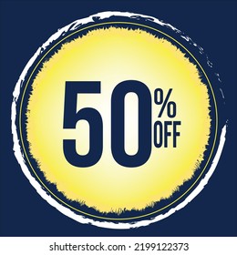 50 percent discount Yellow floating Circle for promotions and offers