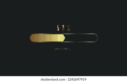 50 percent golden Futuristic Progress loading bar. gold Loading bar process of indicators. premium gold downloading progress vector design, Vector illustration.